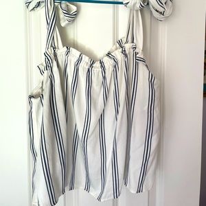 By Anthropologies bow tie blue and white stipe top